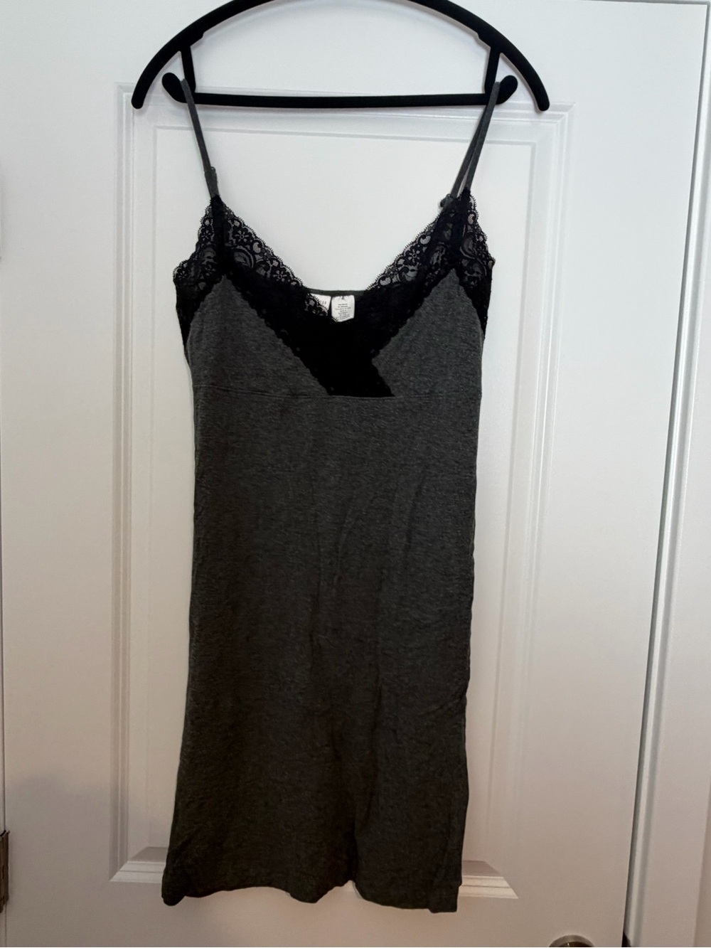 Gilligan & O'Malley Charcoal Gray Slip with Black Lace Trim